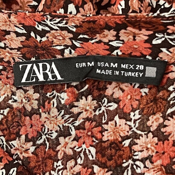 Zara Womens Size Medium Floral Print Boho Swing Dress - Picture 5 of 5